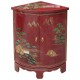 meuble d'angle encoignure chinoise rouge