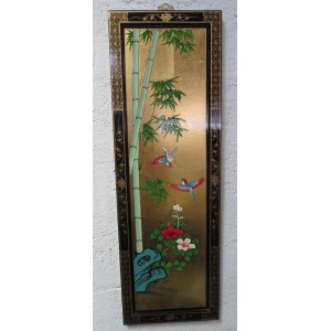 Tableau chinois laqué feuille d'or