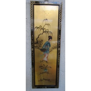 Tableau chinois laqué feuille d'or