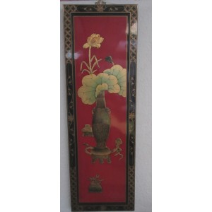 Tableau chinois laque rouge 