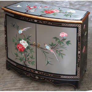 meuble commode buffet chinois laque d'argent