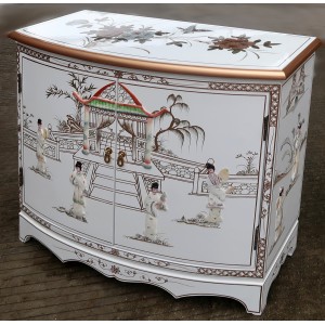 meuble commode buffet chinois laque blanche