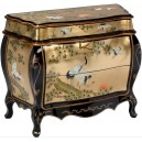 Commode chinoise galbée laque d'or