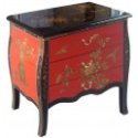 Commode chinoise ancienne rouge et noire 