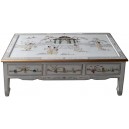 Table basse chinoise laque blanche 6 tiroirs 