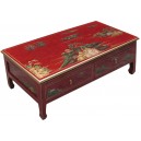 Table basse chinoise laque rouge 